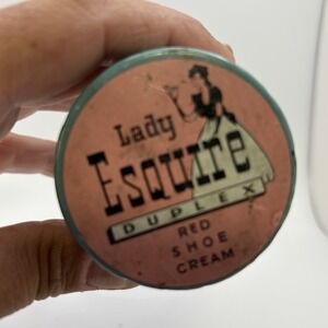 Vintage Lady Esquire Duplex Patent Leather Shoe Cream‎ Milk Glass Jar